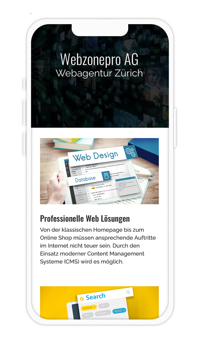 Responsive Webdesign Mobile - Webzonepro Zürich
